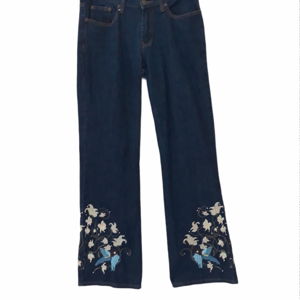 Pamela McCoy embroidered flare leg jeans size 10